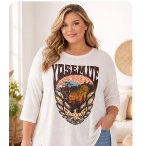 Arula Waffle Knit Lightweight Yosemite National Park Graphic Long Sleeve Shirt